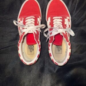 Red and White Checker Vans Sneakers